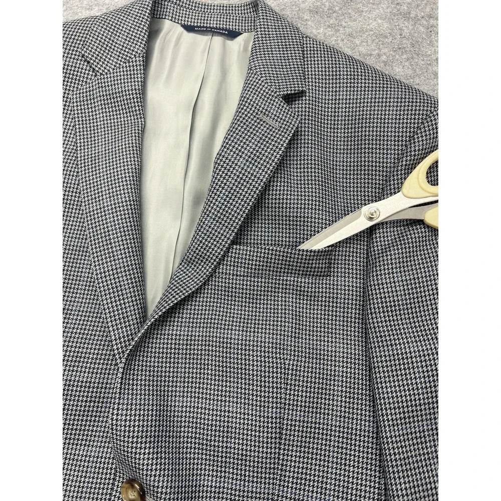 Ralph Ralph Lauren Sport Coat Mens 36R Gray Silk Wool Houndstooth Tweed Blazer